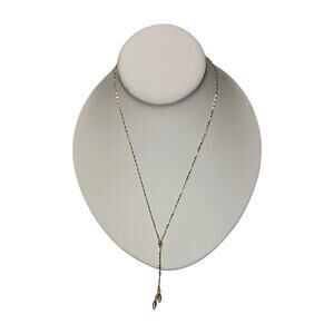 Gold Tone Y Drop Twisted Chain Necklace Dual Charm 22in